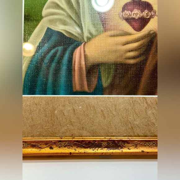 Immaculate Heart of Mary Framed Print/Painting??? 21”x17” Gold Tone Finish Frame - Picture 7 of 16